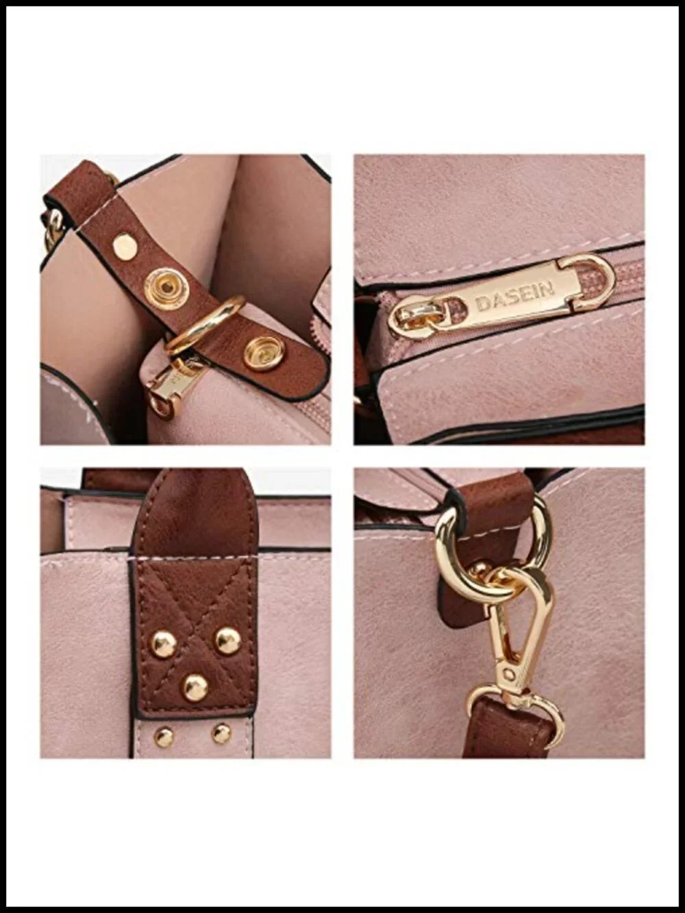 Vegan Leather 3pc Handbag Set Satchel Shoulder Tote with Wallet & Cosmetic Bag